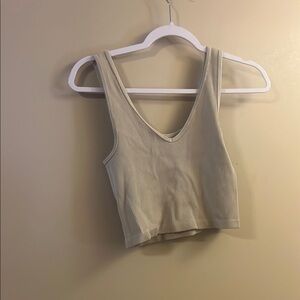 Cream Ribbed Women's Tank Top